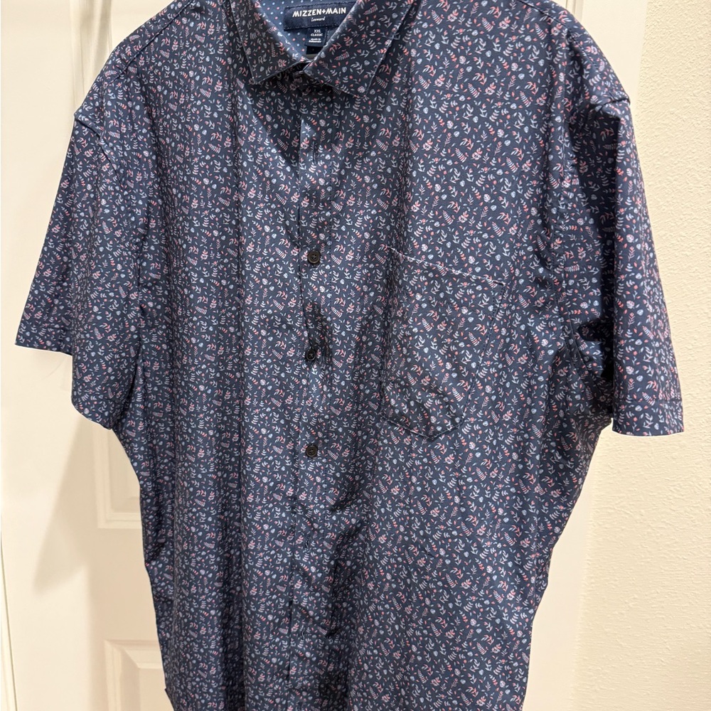 Mizzen+Main Leeward Subtle Tropical Print Button Down Shirt XXL Classic Fit